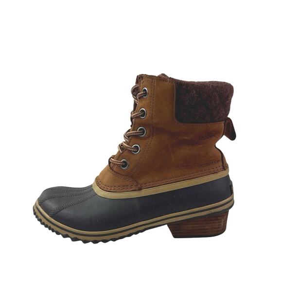 Sorel Shoes - Sorel Slimpack II Women's Brown Suede Waterproof Lace Up Insulated Duck Boots 8